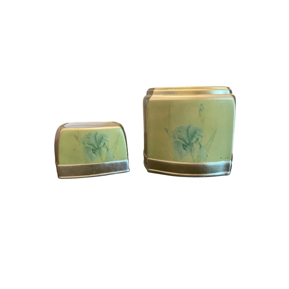 Croscill Narcissus Cheri Blum Ceramic Tissue Box Cover & Holder Asian Floral Set